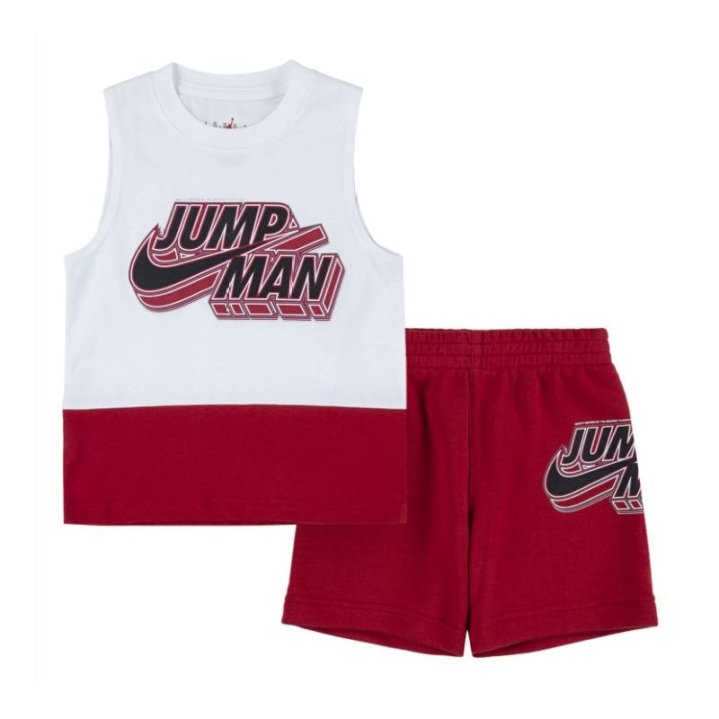Completo da Bambino Nike Jordan Jumpman Muscle Tank Bianco Rosso 65B479R78