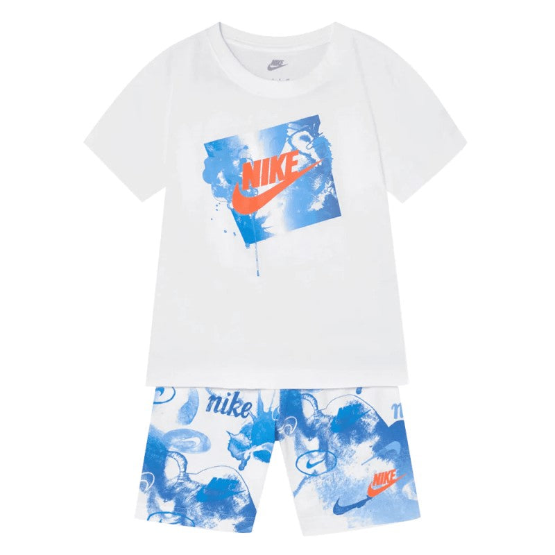 Completo Bambino Nike Daze Set Shirt Shorts Azzurro Blu 86J542001