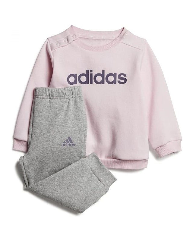 Tuta da Bambina Adidas Linear Fleece Jogging Felpata Rosa Grigio IJ8871